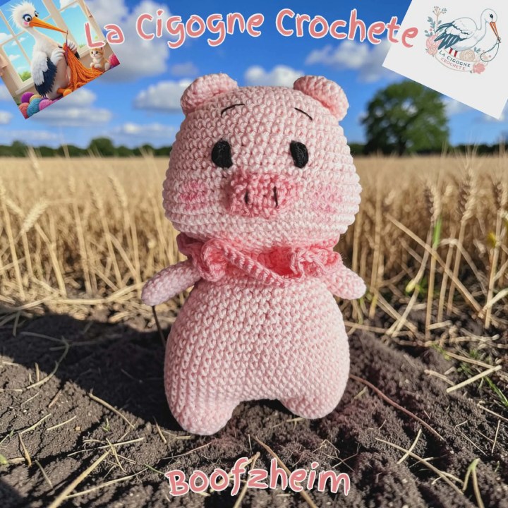 Cochon crochet fait main peluche artisanale
