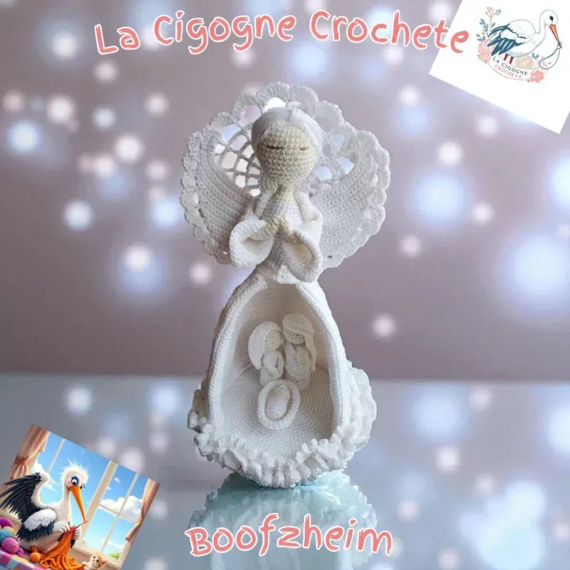 Vue complete decoration ange crochet fait main