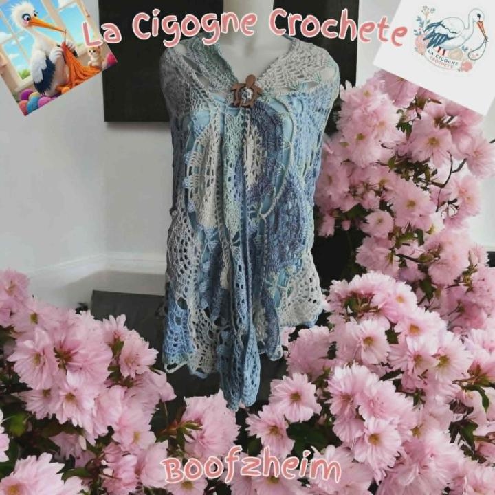 Chale crochet fait main acrylique coton modele 7