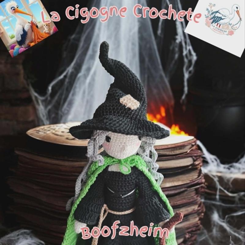sorcière au crochet modèle 1 fait main décoration Halloween artisanale