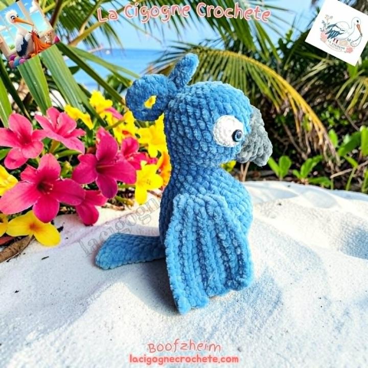 perroquet au crochet figurine oiseau exotique artisanale
