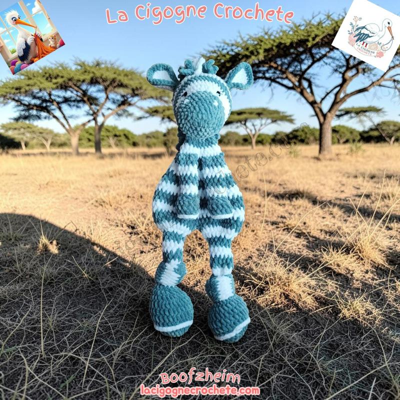 Zèbre crochet fait main peluche artisanale
