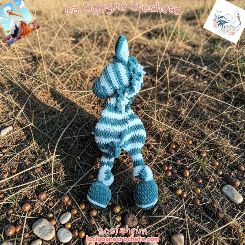 Zèbre crochet fait main peluche artisanale
