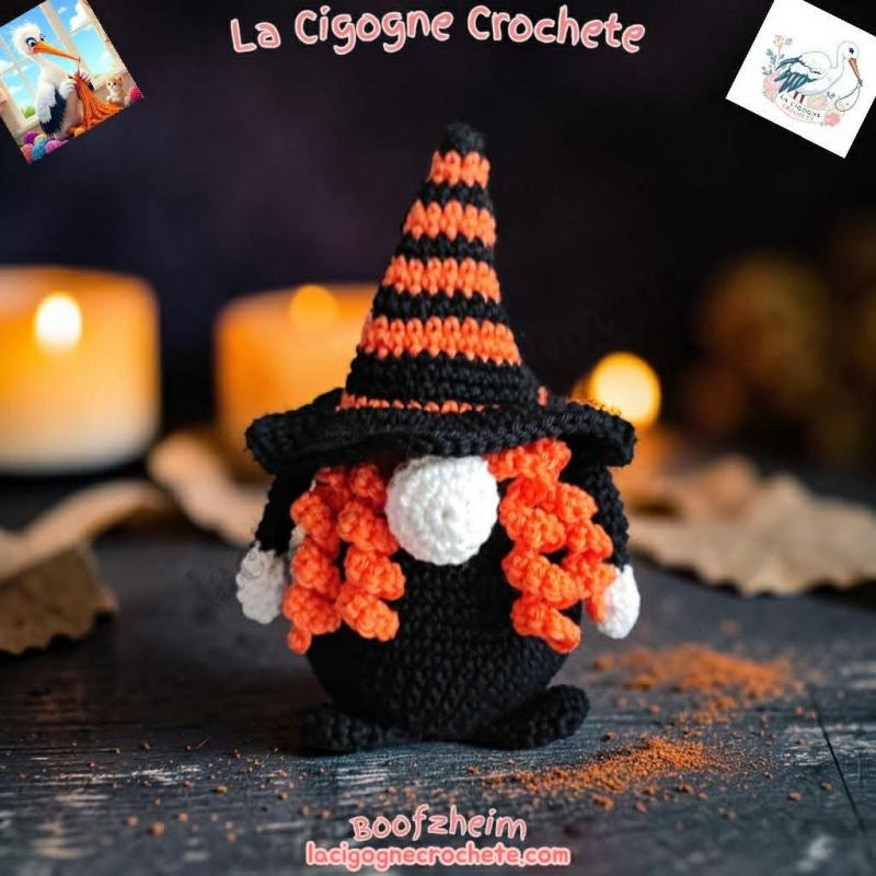 figurine gnome sorcier au crochet modèle 2 univers fantastique