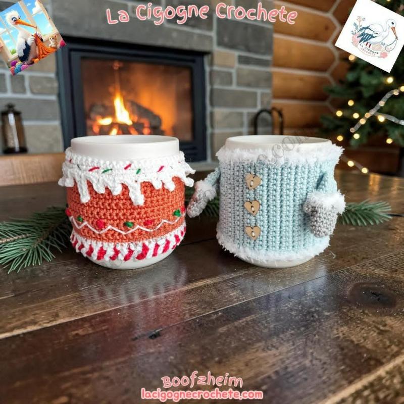 coffret cadeau corbeille cœur avec mugs tisanes et accessoires fait main La Cigogne Crochete