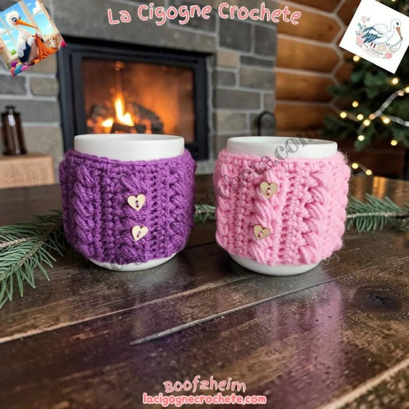 coffret cadeau corbeille cœur avec mugs tisanes et accessoires fait main La Cigogne Crochete