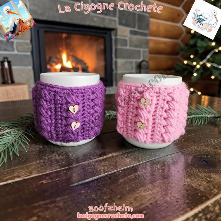 coffret cadeau corbeille cœur avec mugs tisanes et accessoires fait main La Cigogne Crochete