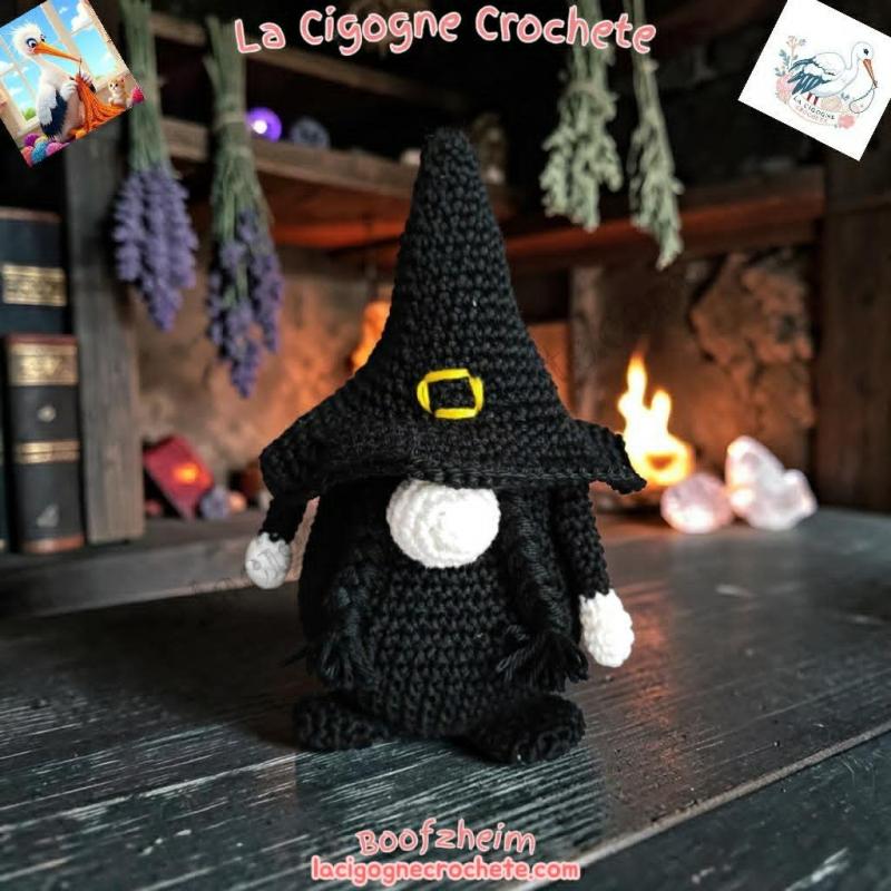 figurine gnome sorcier au crochet modèle 3 univers fantastique