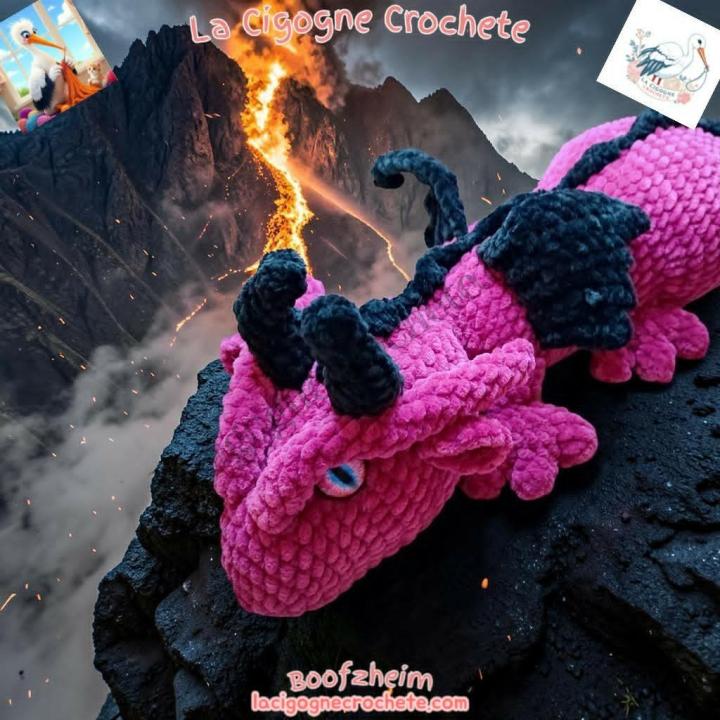 dragon allonge crochet figurine artisanale fait main modele 1