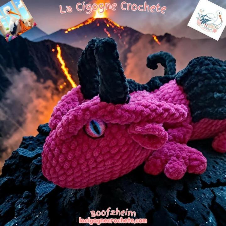 dragon allonge crochet figurine artisanale fait main modele 1