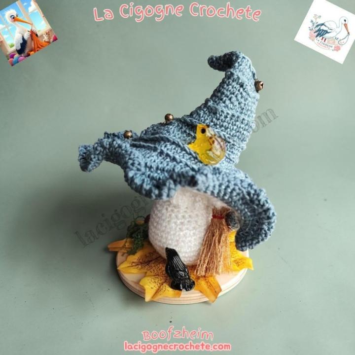 Champignon magique crochet modèle 10 décoration sorcière bleu gris fait main