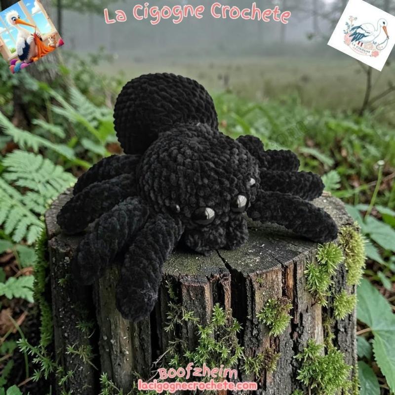 Araignée Halloween au crochet modèle 4 noire fait main décoration artisanale