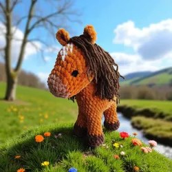 Cheval crochet fait main peluche artisanale