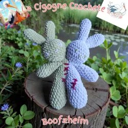 Lapin deux têtes crochet fait main peluche artisanale