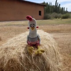 Poule crochet fait main peluche artisanale