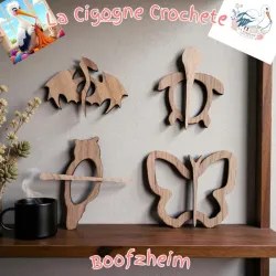 Broche papillon pour chale en bois