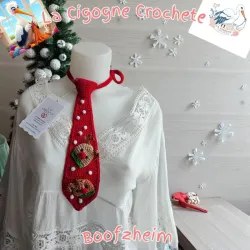 Cravate moche de Noel crochet fait main modele 3 rouge