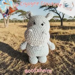 Peluche hippopotame crochet fait main décoration artisanale