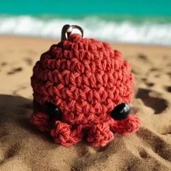 Porte clés mini poulpe crochet fait main modèle 2