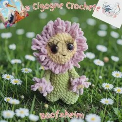 Fleur lestée au crochet fait main modèle 1 en laine chenille OEKO-TEX – décoration florale artisanale La Cigogne Crochete