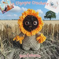 Fleur lestée au crochet fait main modèle 2 en laine chenille OEKO-TEX – décoration florale artisanale La Cigogne Crochete