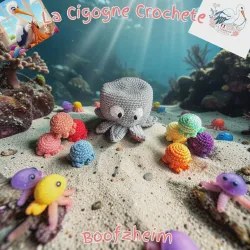Pieuvre et ses 8 bébés crochet fait main