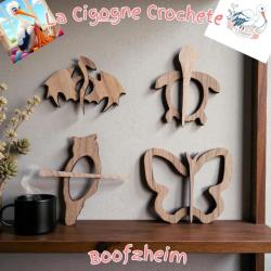Broche dragon pour chale en bois