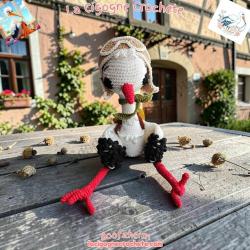 Cigogne mascotte crochet fait main
