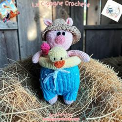 Cochon plage crochet fait main peluche artisanale