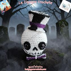tête de mort au crochet modèle 1 figurine artisanale fait main La Cigogne Crochete