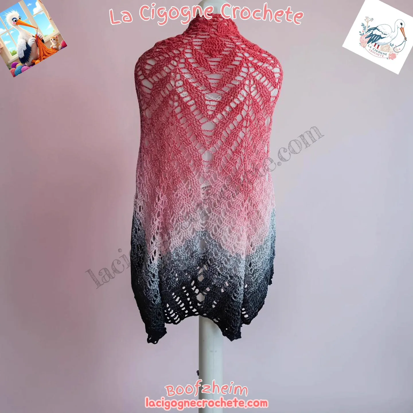 Châle au crochet modèle 2 vu de dos