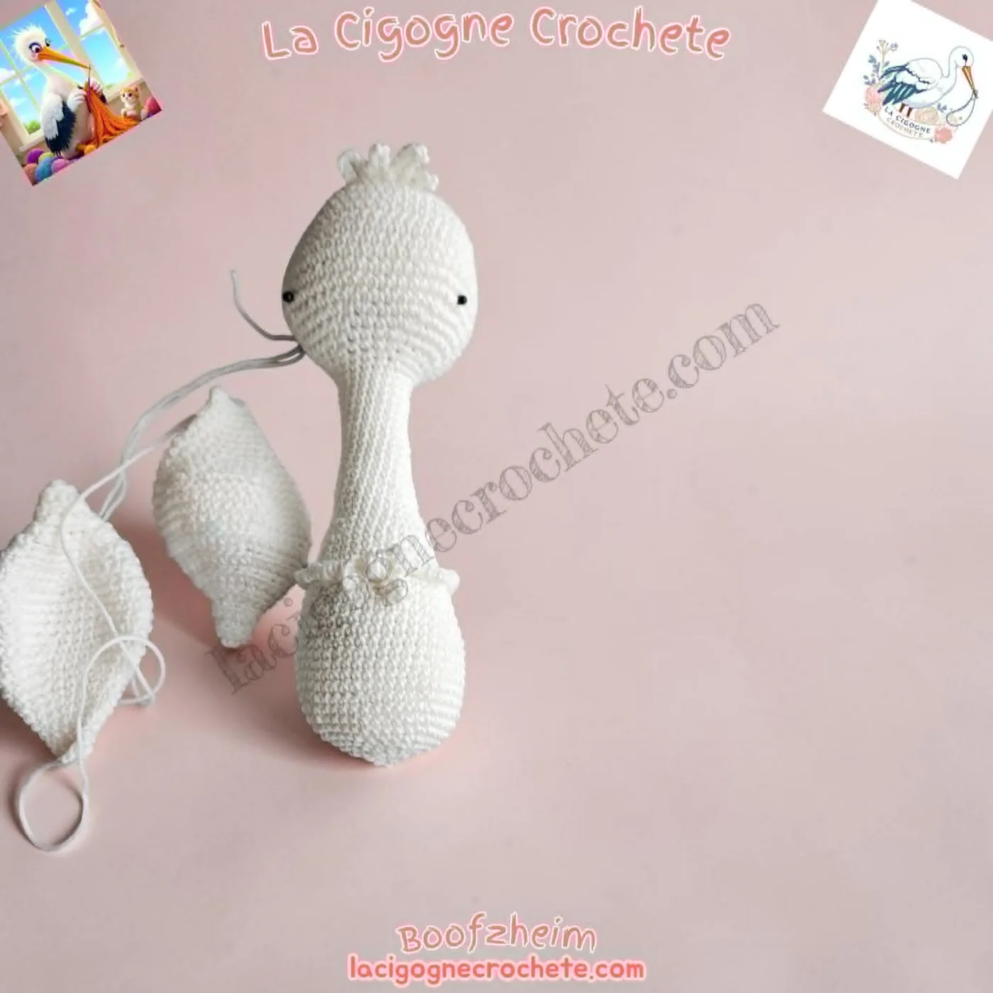Ailes de la cigogne au crochet en préparation