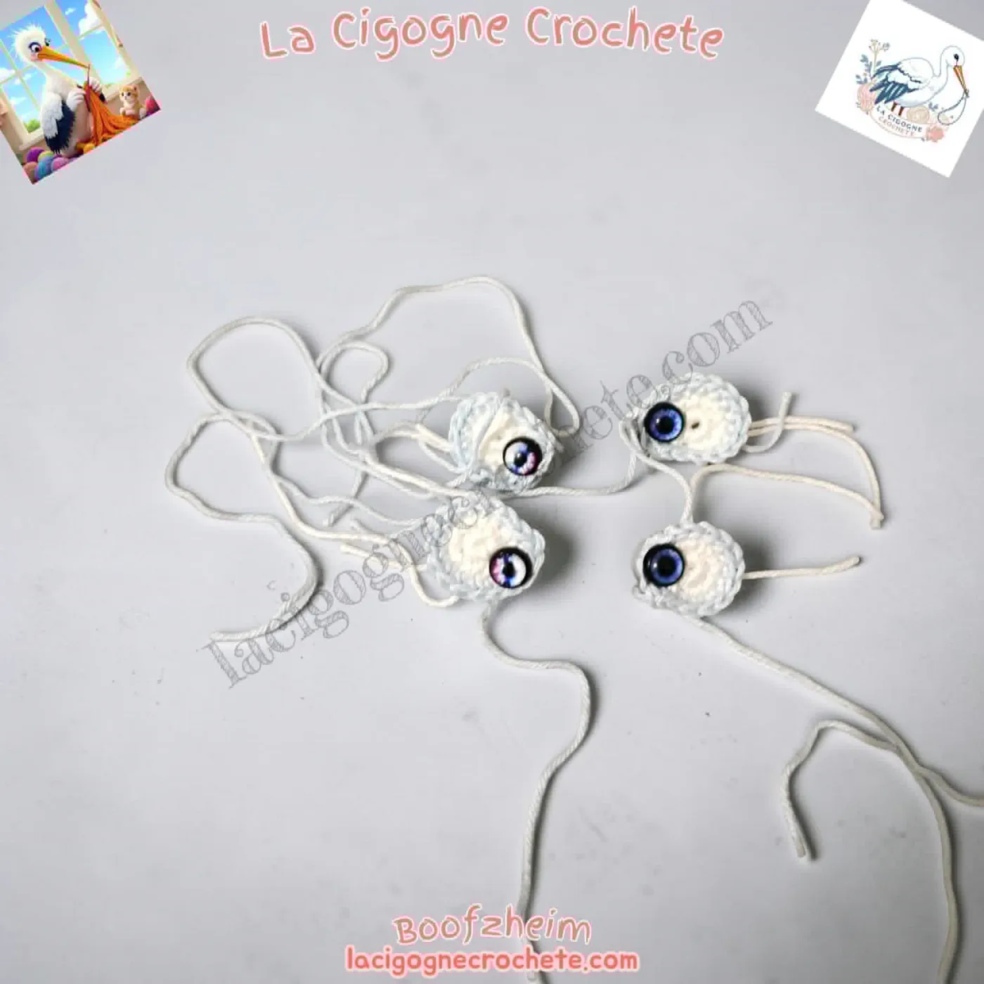 Yeux des perroquets au crochet