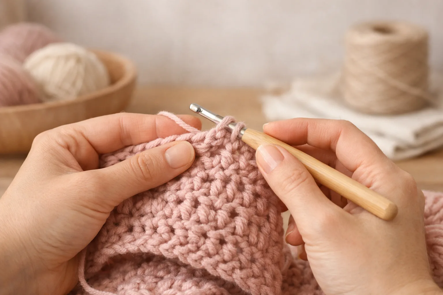 Geste artisanal au crochet fait main